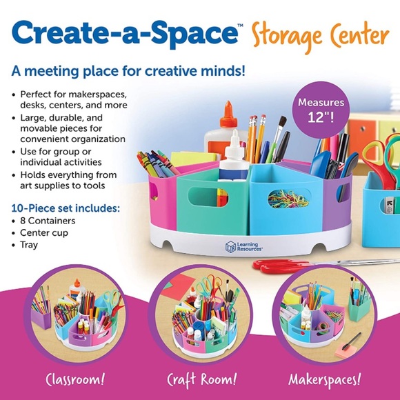 Learning Resources Create-a-Space Storage Center - Pastel Desk Art Organizer - Picture 6 of 10